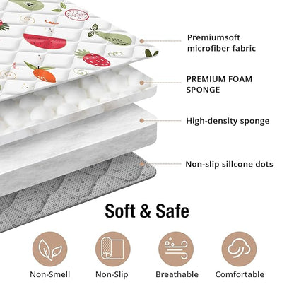 50x50 Playpen Mat, PIGLOG 0.8 Inch Thick Foam Baby Play Mat for Floor, Soft Fabric Cushioned Play mat for Babies，Washable Non-Slip Playmate for Baby, Infants & Toddlers (Milky White)