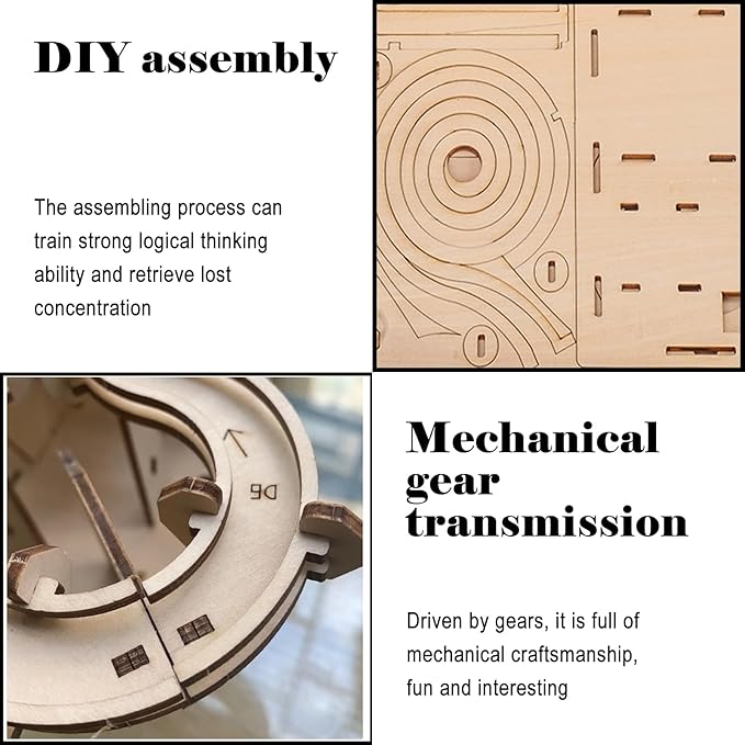 3D Wooden Puzzle Marble Run for Adults - DIY Mechanical Puzzle Assembly Model Kit Wood Crafts to Build for Age 14+ Years Old