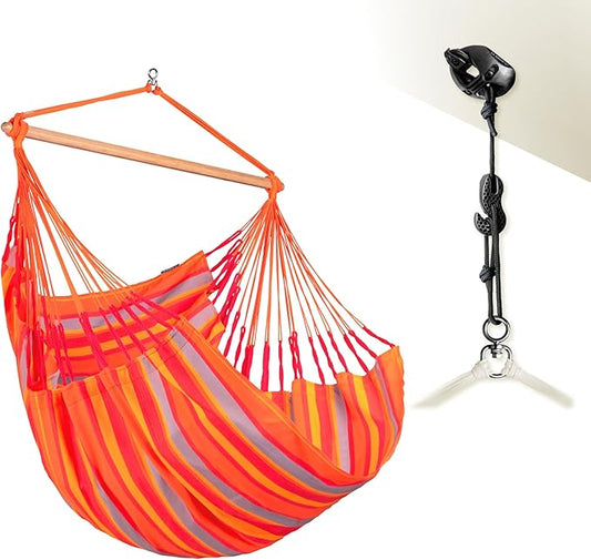 LA SIESTA® - Large Comfort Domingo Hammock Swing Chair & CasaMount - Weather & Tear Resistant Hanging Chair - Outdoor Indoor Hammock Chair w/Suspension Kit for Walls Ceilings Square Beams - Toucan