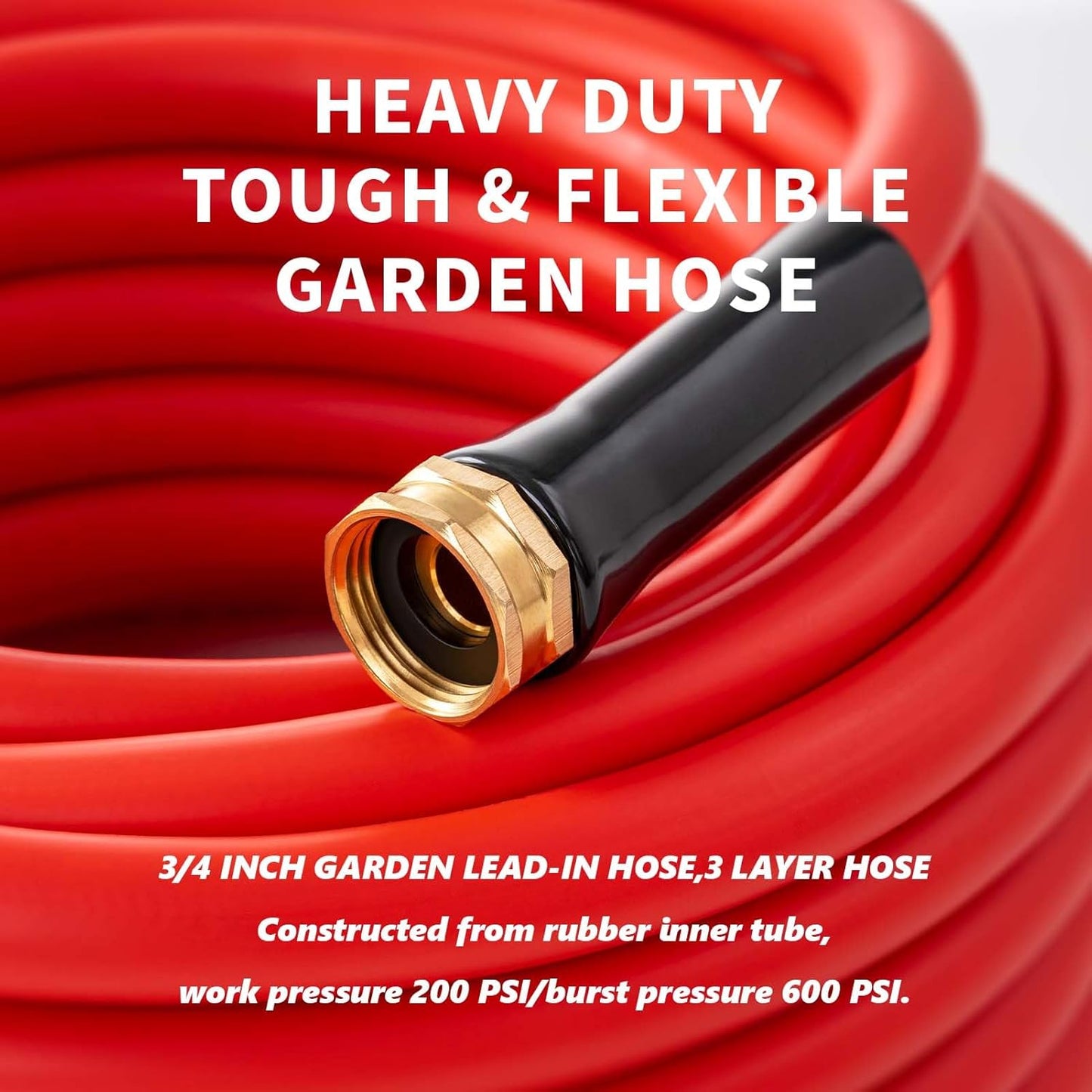 Garden Hose 150ft x 3/4” Hot Water Hose, Heavy Duty -50°F to 190°F,Burst 600Psi Flexible Upgraded Rubber Hoses,3/4” Solid Fittings for All-weather Outdoor Lawn & Garden