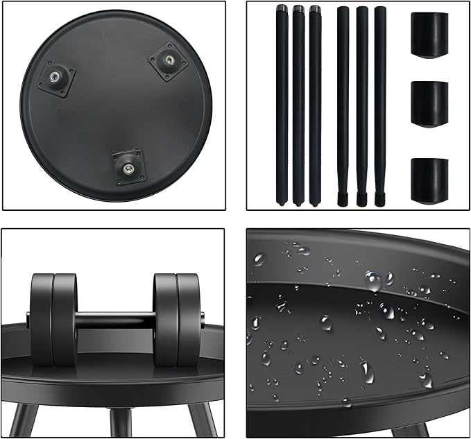 Plant Stand Table Indoor Outdoor Small,Round Side Table for Plants,Single Black Metal Plant Table,Corner Table for Plants Rack for Bedroom Patio Garden Balcon