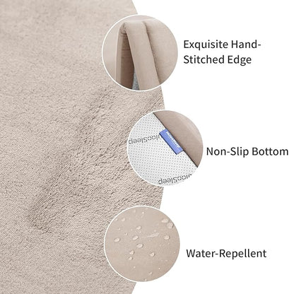 Play Mat for Babies Toddlers,1.3" Thick Elasti-Foam Anti-Fall Cushion Mat for Kids Room,28×72 Bedroom Bedside Rugs,Water-Repellent Soft Coral Velvet,Non-Slip(Beige)