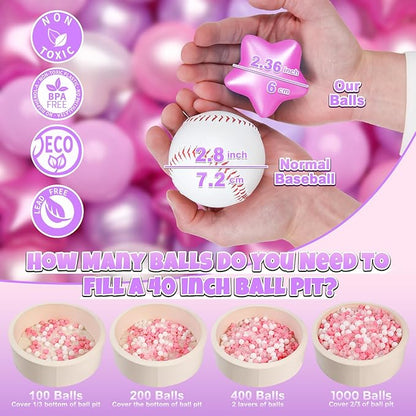 GOGOSO Ball Pits Balls for Toddlers Pack of 50 100 200 Plastics Shape Ball Non-Phthalate Non-BPA Non-Toxic 2.2-Inch Crush Proof Play Balls