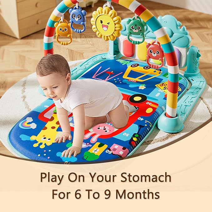 Alive Lovely Baby Gyms Play Mats, Musical Activity Center Baby Piano Gym Mat, Music and Lights Tummy Time Padded Mat for Newborn Newborn 0 to 3 6 9 12 Months
