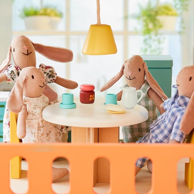 Giant bean Bunny Toys for Kids, Easter Bunny, 4 PCS Hand Made Rabbit Family Dolls with Removable Clothes, Suitable for Infants, Boys and Girls, Dollhouse People, Easter Basket Essentials