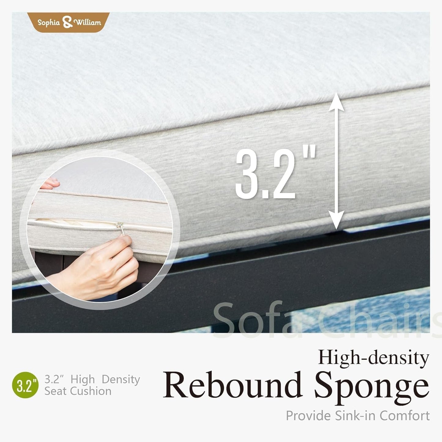 Sophia & William 9PCS Patio Furniture Set, Metal Outdoor Sectional Sofa Patio Conversation Set-2 Single Sofa with Side Table, 4 Single Couch, 2 Loveseat, 1 Tea Table