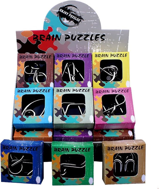 AHYUAN 24 Pack Metal Brain Teaser Puzzles IQ Wire Metal Puzzles with Paper Box Gift Package Fidget Toys Educational Puzzle Games Toys Magic Trick Toy Party Favors for Kids Adults Challenge