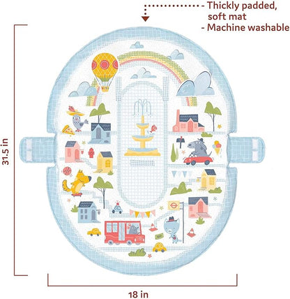 Yookidoo Baby Gym Urban Lay to Sit-Up Playmat. 3-in-1 Newborns Activity Center with Tummy Time Toys, Pillow & Infant Miror. 0-12 Month