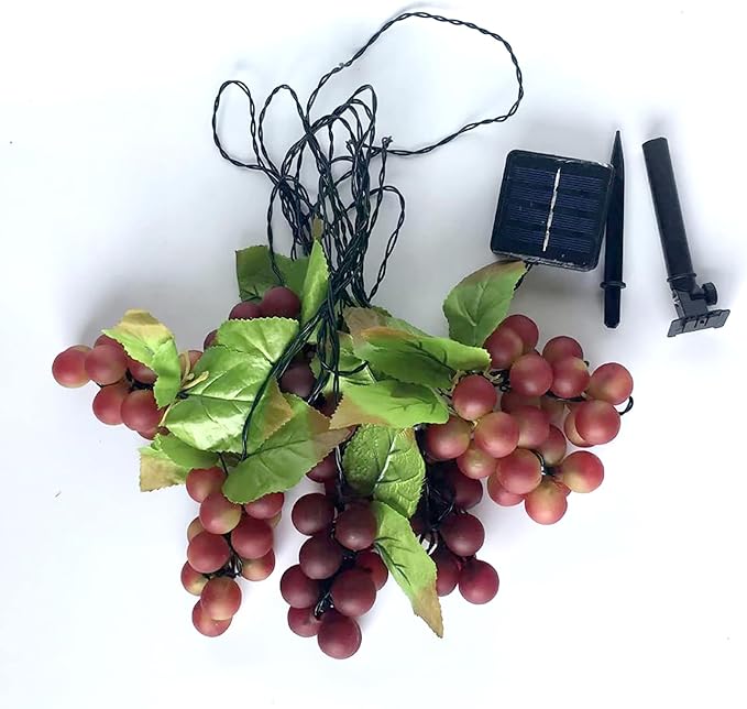 keeda Solar String Lights with Vines, Waterproof 80 LED Grape String Lights Outdoor Patio Light for Bistro Backyard Umbrella Balcony Garden Wedding (Purple)