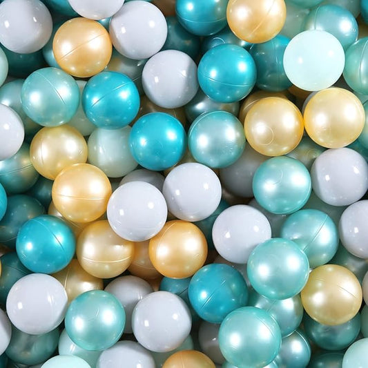 Ball Pit Balls Pack of 100 200 500 - Star and Round Set BPA Free Phthalate Free Non-Toxic Crush Proof Play Balls Soft Plastic Balls for Toddlers Baby Kids Birthday Pool Tent Party