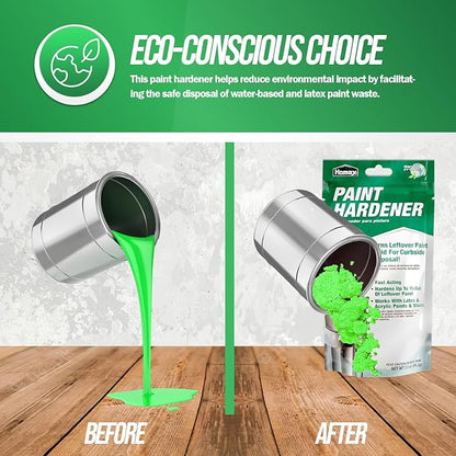 Homax Waste Away Paint Hardener, 12 Packs, 3.5oz - Fast Acting Solidifier for Disposal - Drying Powder for Acrylic & Latex With 25 Pcs. of 14 Inch Wooden Stir Sticks