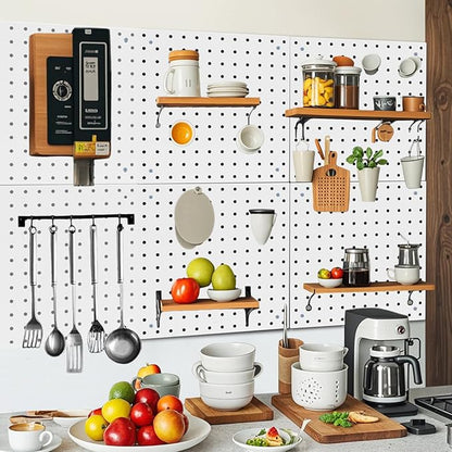 6 Pack Steel Peg Board,Universal 1/8 and 1/4 Pegboard Accessories,Ideal for Garage Tool Storage, Office Organization, Craft Room, Kitchen etc. (White, 6-12X12)