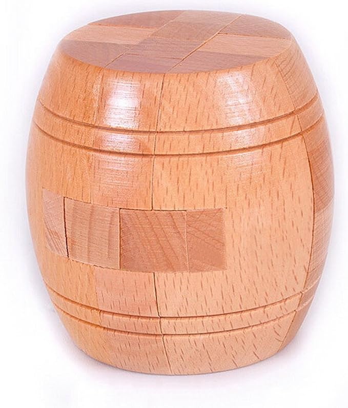 Ahyuan Handmade Powder Barrel Wooden Puzzles for Adults an Interlocking 3D Brain Teaser Puzzles for Adults Hidden Passage Works on a Classic Mechanical Puzzle Concept (Natural)