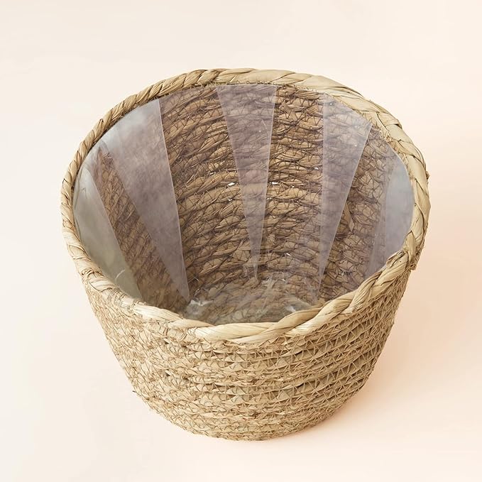 LA JOLIE MUSE Natural Seagrass Large Planter, Plant Pots Cover, Indoor Planters Flower Pots, 13.5+12+9 inch Pack 3