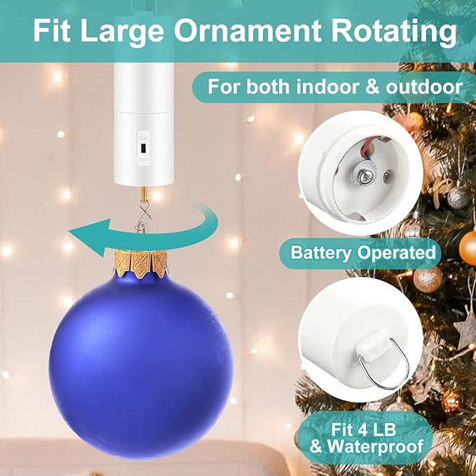 Therwen 6 Pcs Ornament Spinner Battery Operated Wind Spinner Motor Rotator Disco Ball Motor Outdoor Hanging Ornament for Halloween Mardi Gras Decoration, No Battery(White)