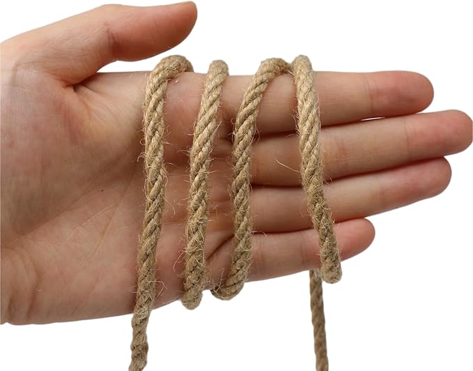 Jute Twine String,164 Feet 1/4 Inch Natural Jute Rope,4ply Thin Ribbon Hemp Twine for Gift Wrapping Craft Plant Garden Christmas Handmade Arts Decoration Packing String Home Decor