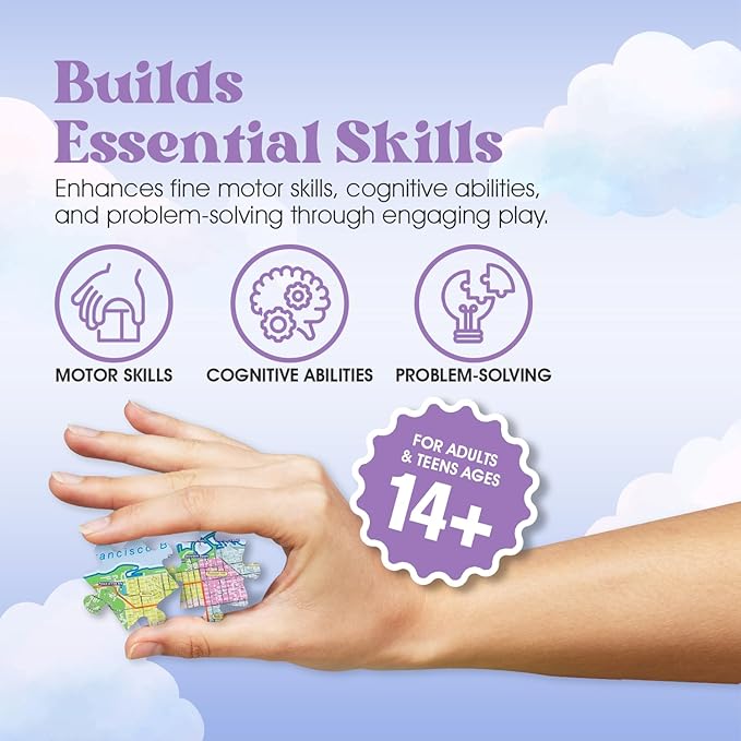 GeoToys Metropuzzle, San Francisco Jigsaw Puzzles 1000 Pieces - 27 x 19 Detailed Geography Puzzle, Challenging Adult Puzzle, Fun Puzzles for Adults, Map Poster Included for Adults