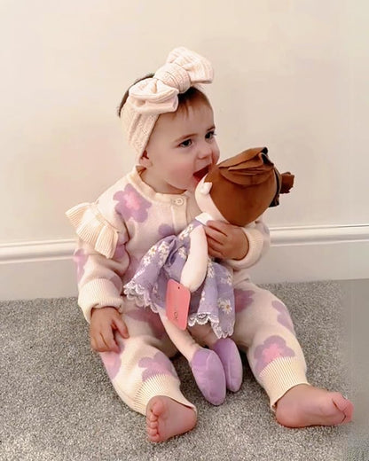 LeyaDoll Soft Baby Doll Toys (16''), My First Baby Rag Doll for 1 Year-Old Girl Birthday Gift, Christmas Plush Toys Gift for Toddler Kids Infants-Daisy-Girl-Light-Purple