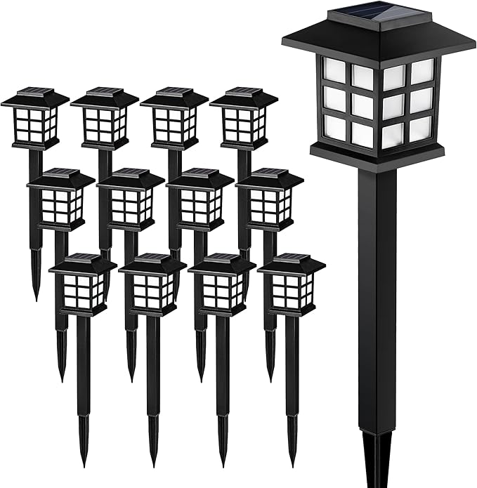 SOLPEX Solar Outdoor Lights,12 Pack Solar Path Lights, Solar Walkway Lights Outdoor, Solar Garden Lights, Solar Pathway Lights Outdoor Waterproof for Garden, Yard, Landscape and Driveway(Cold White)