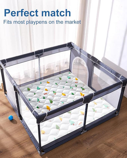 Odorless Premium Foam Baby Play Mat, Soft Microfiber Fabric Crawling Mat for Floor- Comfortable and Hypoallergenic, Non-Slip Cushioned Floor Playpen mat for Infants,Babies,Toddlers