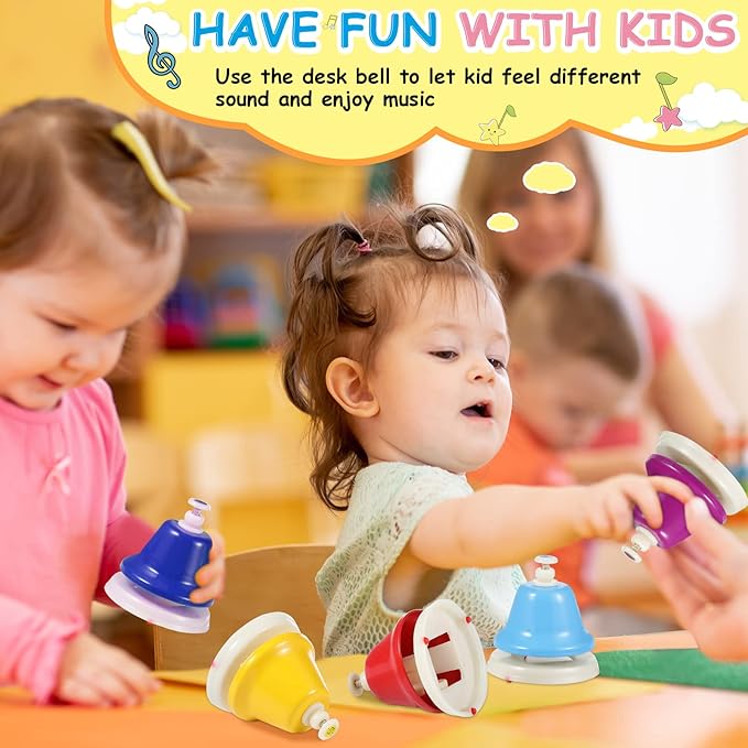 Desk Bells for Kids 8 Notes Bell Chromatic Diatonic Hand Bells Toddler Musical Instruments for Musical Learning Teaching Percussion Instrument