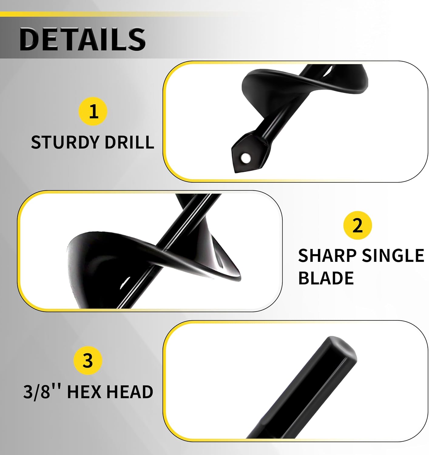 Auger Drill Bit for Planting - 1.6" x 16.5" Plant Auger for Cordless Drill - Bulb Planter Tool for Bulbs Planting&Holes Digging - 3/8" Hex Drive Drill