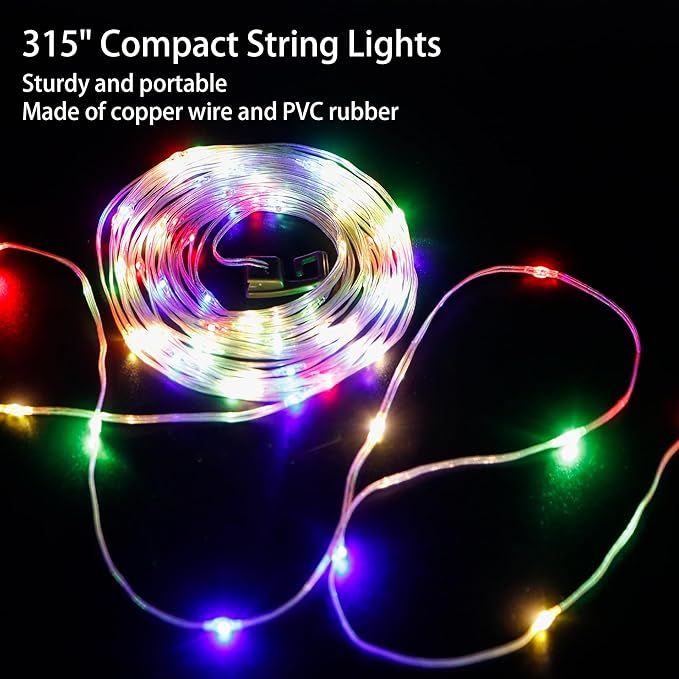 TRIROCKS 2 Pack Camping String Lights Portable Outdoor Hanging Lights 26.24Ft with 5 Lighting Modes IPX4 Waterproof Rechargeable LED Fairy String Lights for Garden Yard Christmas Party Camping Hiking