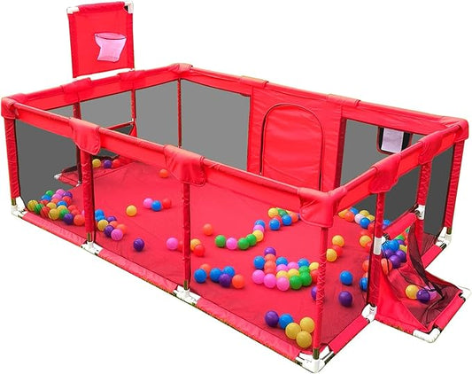 Gaorui Large Kids Baby Ball Pit - Portable Indoor Outdoor Baby Playpen Toddlers Children Safety Play Yard Fun Activities Popular Toys (Not Includes Balls) (Red)