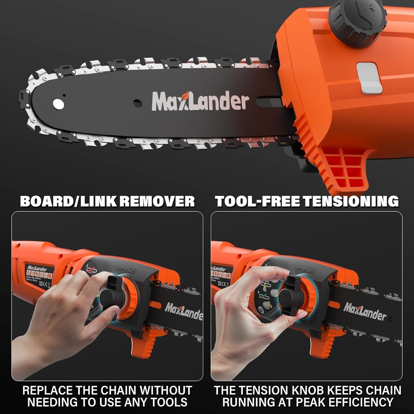 MAXLANDER 8-Inch Electric Pole Saw Corded - 6 Amp Pole Saws for Tree Trimming, 15-Feet MAX Reach Pole Saw, 31ft/s Cutting Speed - Easy Tree Trimming & Tool-Free Setup
