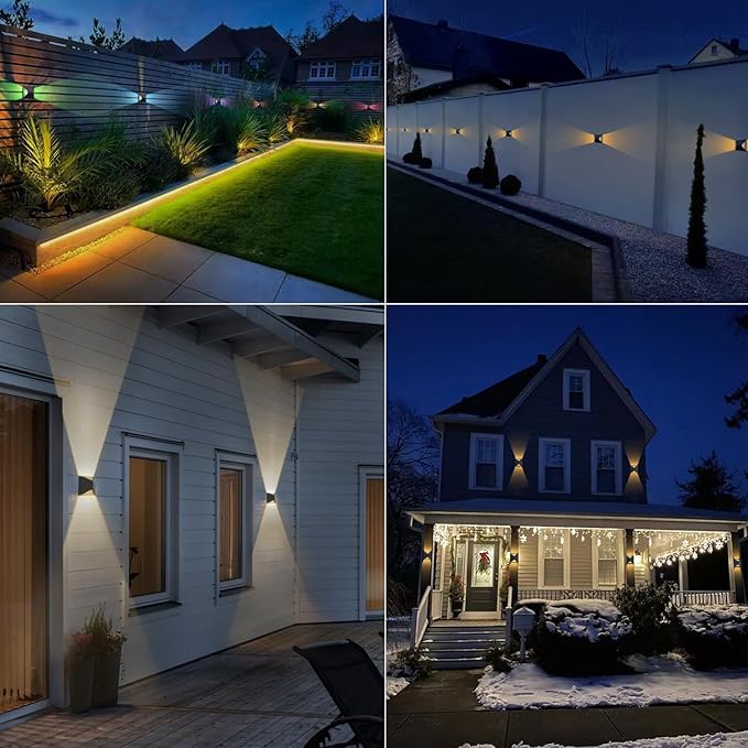 Upgrades LED Solar Fence Light, IP68 Waterproof Warm White and Color Glow with Remote Control Deck Light, Solar Outdoor Decoration Lights for Wall, Step, Yard, Garden, Christmas, Party(4 Pack)