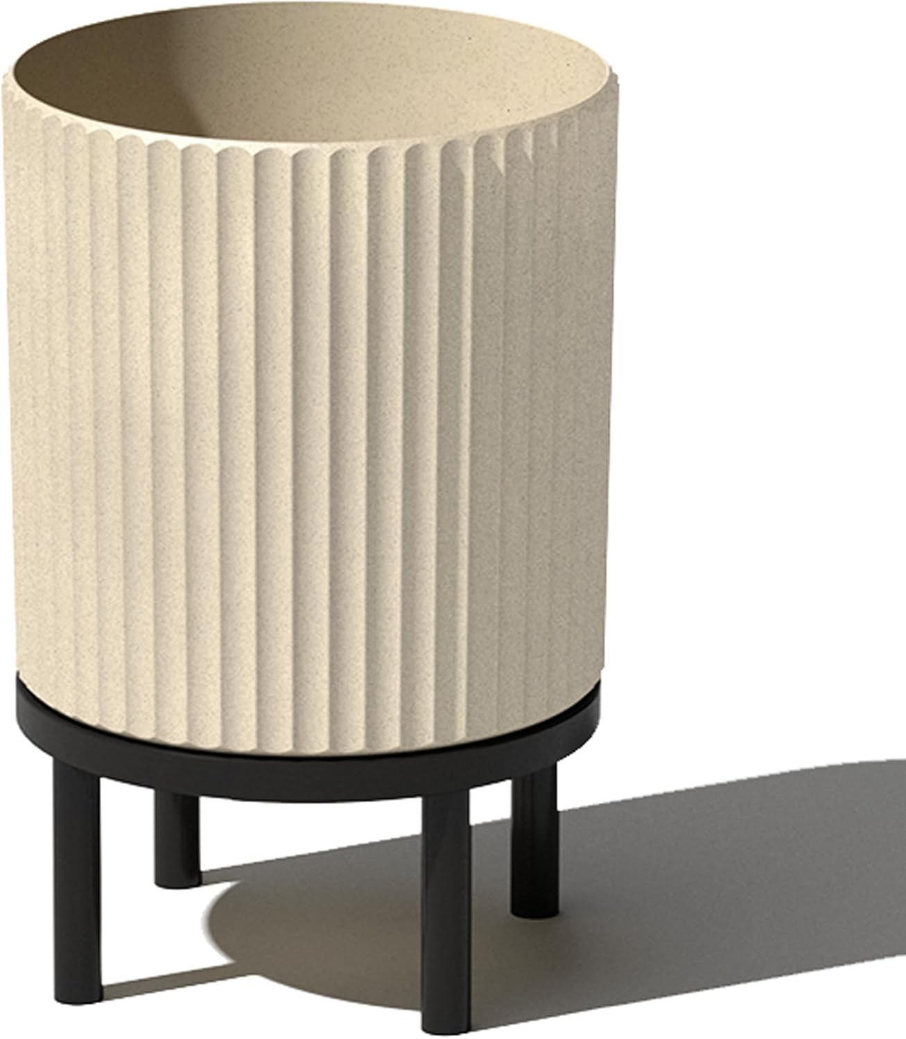 Veradek Demi Series Round Planter w/ Stand for Porch/Patio | Durable Plastic-Concrete & Wooden Stand | Modern Décor for Tall Plants, Flowers