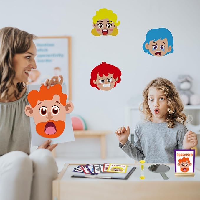 Cinrobiye Social Emotional Learning Activities Montessori Sensory Emotional & Feelings Creative Crafts Set with 9 Face Boards Emotion Flashcards Feelings Sensory Bottles Therapy Game for Preschoolers