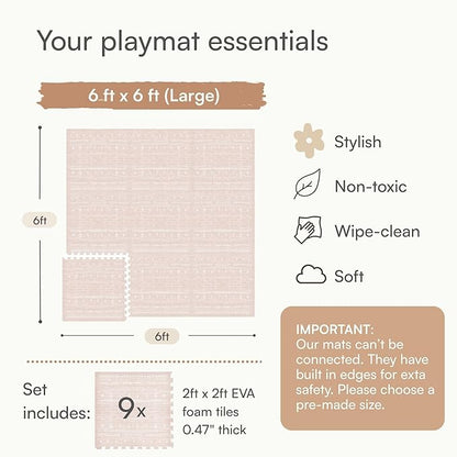 Lillefolk Baby Play Mat for Floor – 6x6ft Dusk | Soft Non Toxic Premium EVA Foam Tiles for Tummy Time, Crawling & Playroom – Waterproof Interlocking Floor Mat for Babies & Toddlers (9 Tiles)