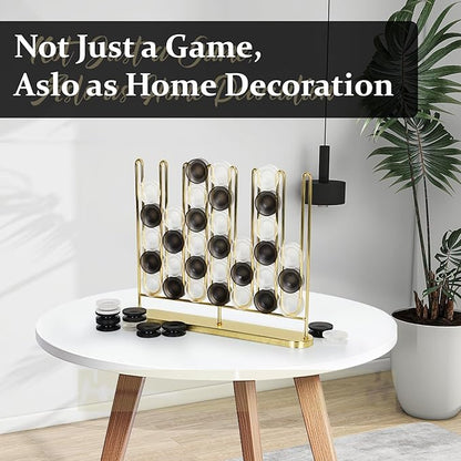 Artistic 4 in a Row Game, Upgraded from Classic Strategy 4 in a Row Board Game, 2 Player Travel Board Games, Metal Game Board & Acrylic Pieces, Home Decoration, Great Gift