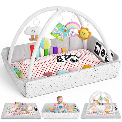 Baby Play Gym Mat Tummy Time Mat Activity Center for Newborn Infant Gifts Babies Shower Gifts for Boy Girl Baby 0-3-6-9-12 Months Skill Development Newborn Infant Babies Essentials Gifts