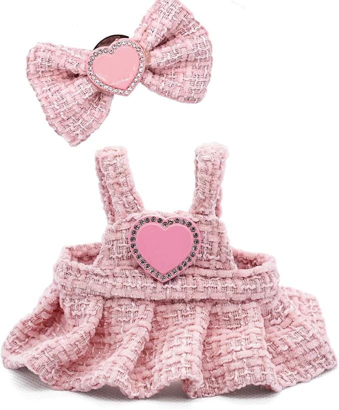 Clothes for(NO Doll), 15cm/17cm Doll Accessories Suit ,ute Miniature Fashion Accessories - Pink Heart Premium Outfit, Play & Collector(Pink - Sweater, S)