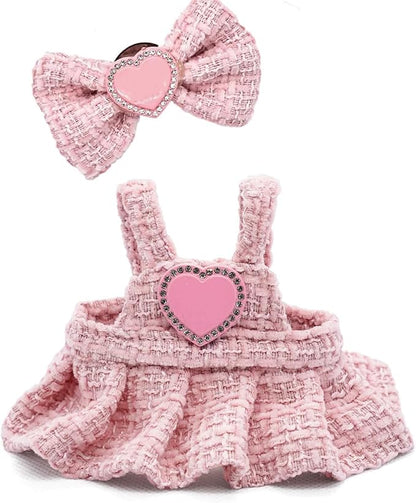 Clothes for(NO Doll), 15cm/17cm Doll Accessories Suit ,ute Miniature Fashion Accessories - Pink Heart Premium Outfit, Play & Collector(Pink - Sweater, S)