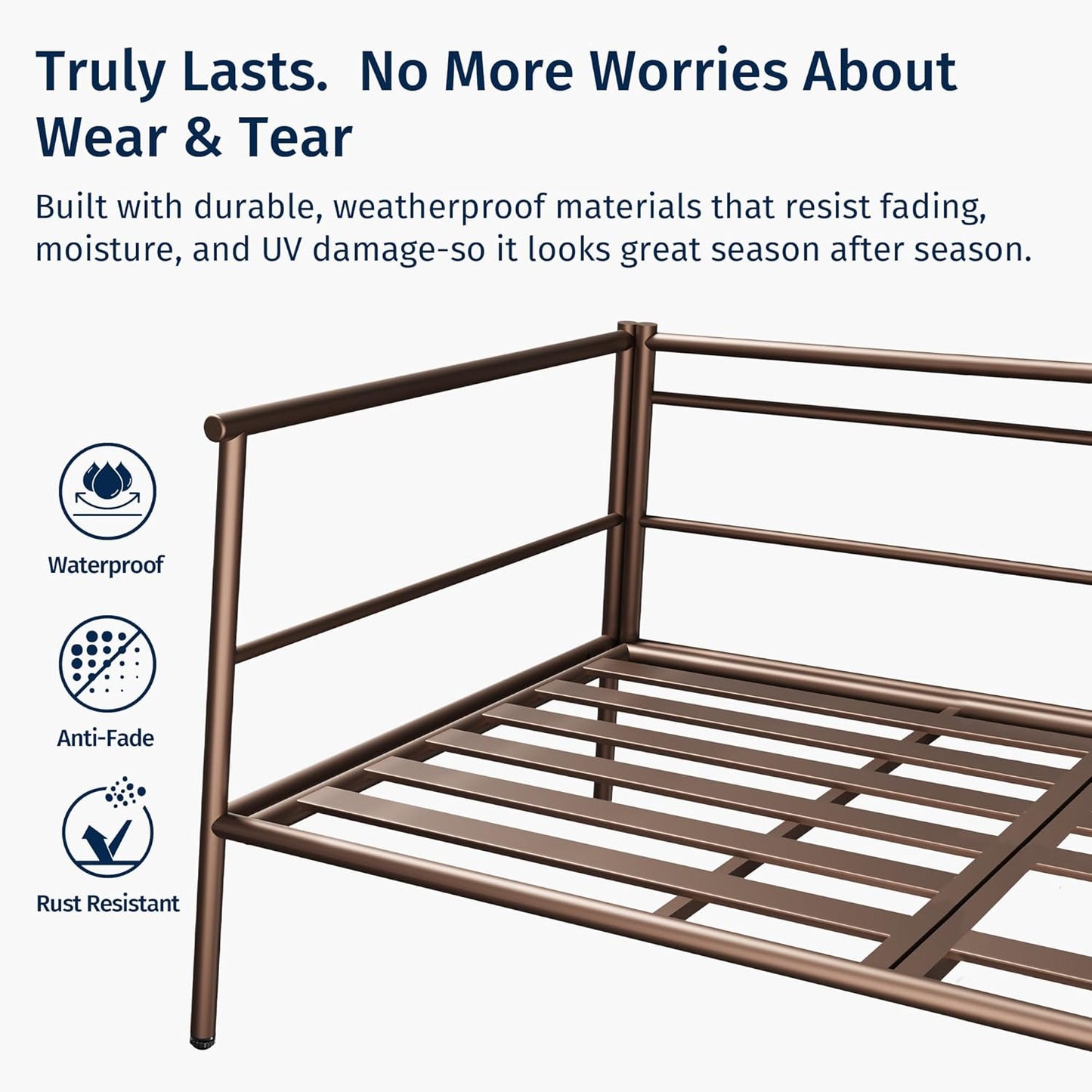 EAST OAK 5-Piece Patio Furniture Set | Life Chatter 5-Seat Outdoor Furniture | Deep Seating & Two Coffee Tables | Waterproof Extra-Thick Cushions | Porch, Balcony & Backyard | Chestnut & Apricot