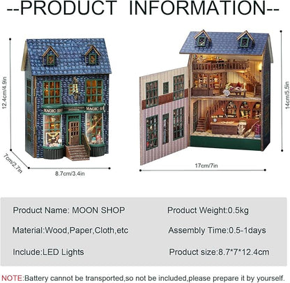 DIY Miniature House Kit, CUTEROOM Wooden Dollhouse Kit Mini House Making Kit with Furnitures, DIY Dollhouse Kit Birthday Gift (Magic Store)