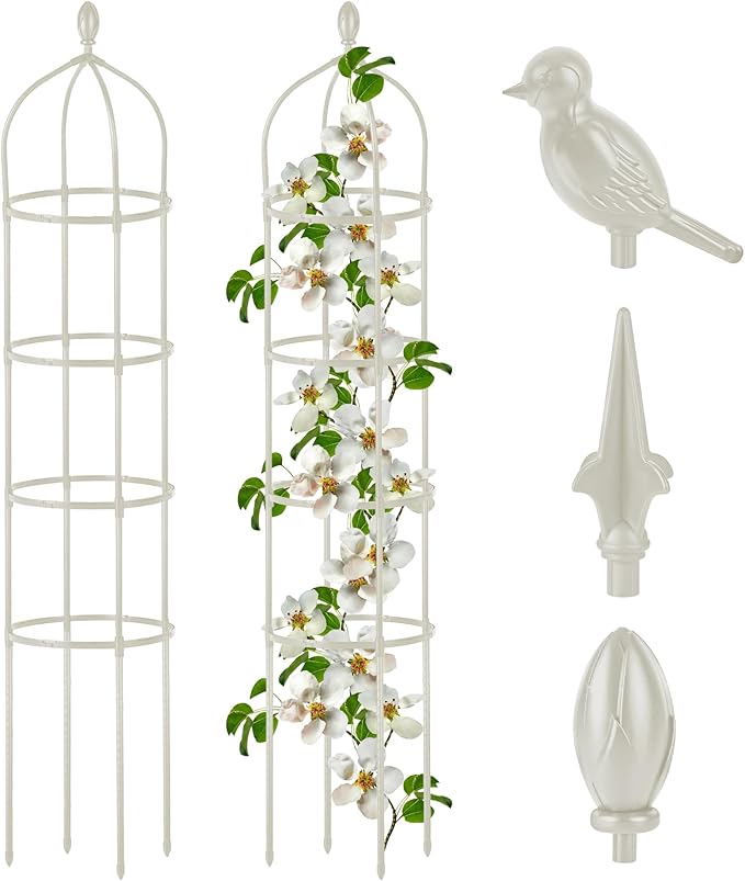 Garden Obelisk Trellis for Climbing Plants Outdoor 6 Ft Rose Bush Round Trellis for Pots Rustproof Metal Plant Flower Trellises for Clematis Vine Jasmine Support Outdoor Indoor