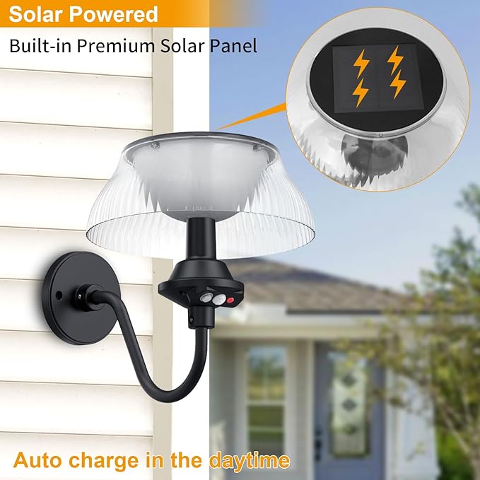 Aqonsie Solar Barn Lights Outdoor with 3 Lighting Modes & Motion Sensor, Attractive Solar Wall Lights Outdoor, Waterproof Outdoor Solar Light for Chicken coop, Barn, Shed, Garden, Porch, Yard, 2 Pack