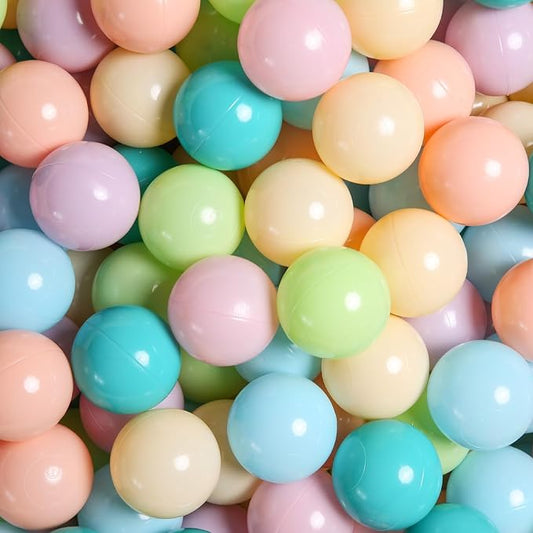 GOGOSO Ball Pit Balls for Toddlers Phthalate-Free BPA-Free Non-Toxic Crush Proof Soft Plastic Play Balls Baby Kids Shape Tent Pool Playhouse Playpen Party Decor,Green Blue Pink Purple Beige,100PCS