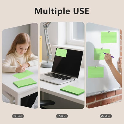 600 Count Index Cards 3 x 5 Inch Green Lined Flash Cards Ideal for Studying and To-do-List, Portable Note Cards Taking for Students and Teachers, Flash Card Styled for Home, Office or School Use