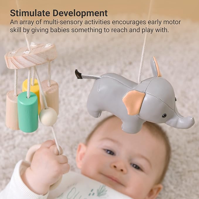 Little Big Friends Wooden Baby Activity Gym – Montessori Play Gym for Babies | Encourages Motor Skills & Sensory Development | Includes Crinkle Fabrics, Wooden Chimes & Hanging Toys – Jungle