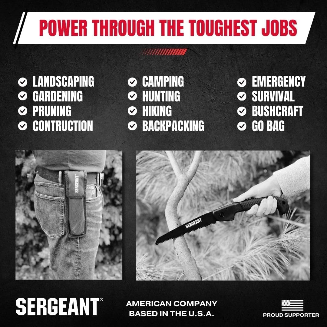 Folding Hand Saw All-Purpose + Carry Case. Best for Wood, Bone, PVC, Tree Pruning, Gardening, Camping, Hunting, Outdoors, Tool Box. Rugged 7" Steel Blade & Slip-Resistant Rubber Grip Handle.