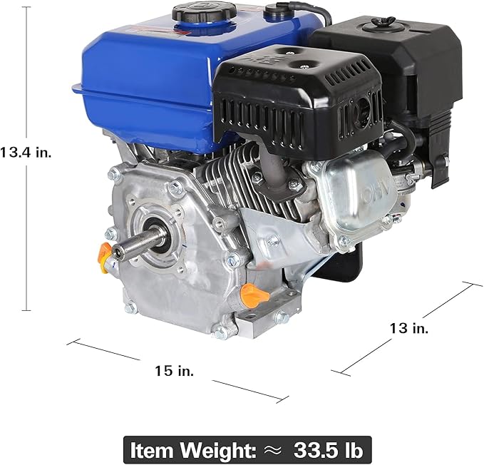 BILT HARD 7HP Gas Engine Horizontal Shaft, 212cc 4 Stroke OHV Industrial Grade Replacement Gas Motor, Shaft 3/4" (19mm) Diameter, 2-3/8" Long, 3/16" Keyway