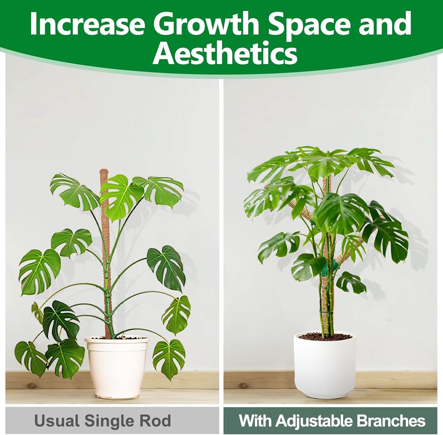 Moss Pole 30 Inch, 2 Pack Monstera Plant Support, Bendable Plant Stakes for Indoor Plants, Plant Sticks Support Tall，Coco Coir Plant Poles for Climbing Plants, Pothos, Philodendron