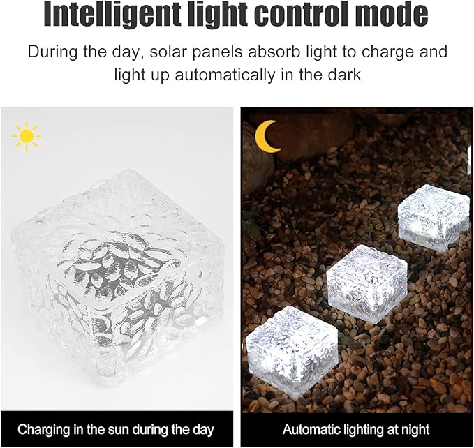 Solar Brick Lights, Outdoor Solar Lights, Outdoor Waterproof Patio Brick Lights, 2.8 * 2.8in Garden Decor for Outside 4 Packs for Patio,Yard,Walkway,Pathway Decor