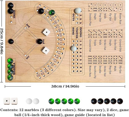 Baseball Dice Board Game for Kids Adults Gift Wooden Fun Baseball Board Game with dice for Game Nights, Parties,Holiday Gatherings