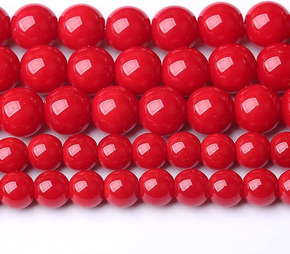 6MM 63PCS Red Glass Round Spacer Loose Beads for Jewelry Making 15 inches DIY Bracelet Necklace